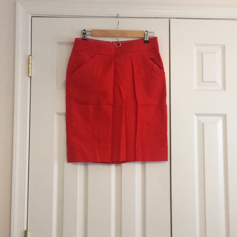 J Crew red business skirt